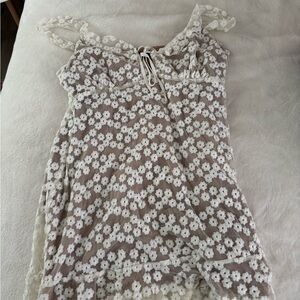 MAJORELLE White Floral Lace Dress